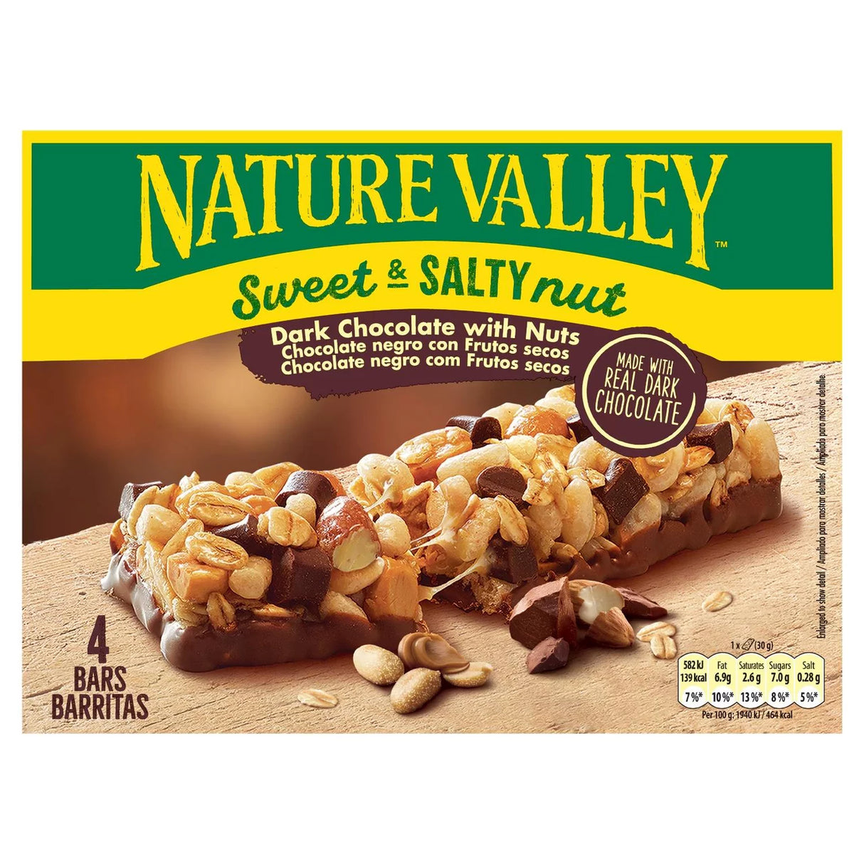 Nature Valley Sweet & Salty Nut Dark Chocolate with Peanuts Bars 4 x 30g
