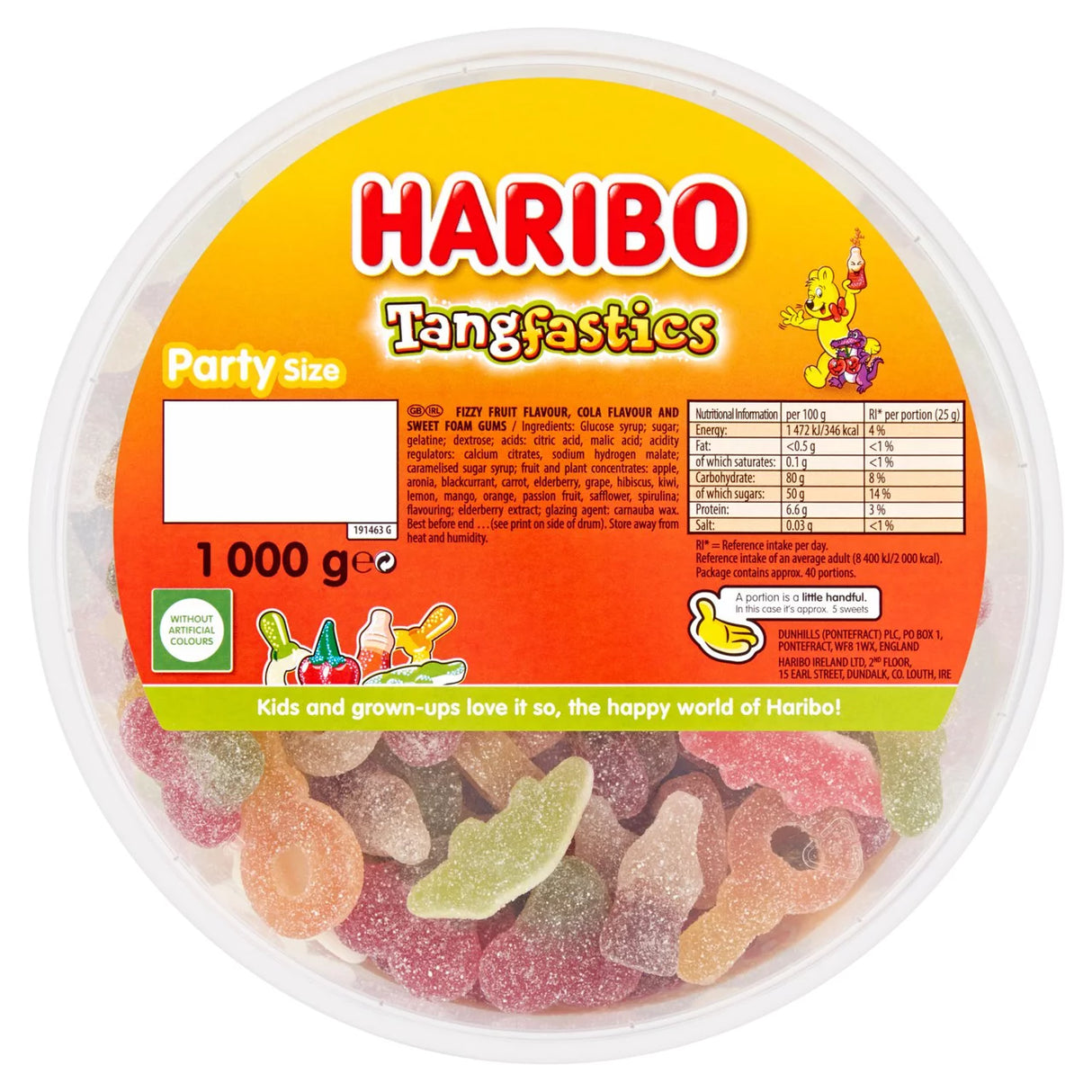 Haribo Tangfastics Sweets Tub 1Kg