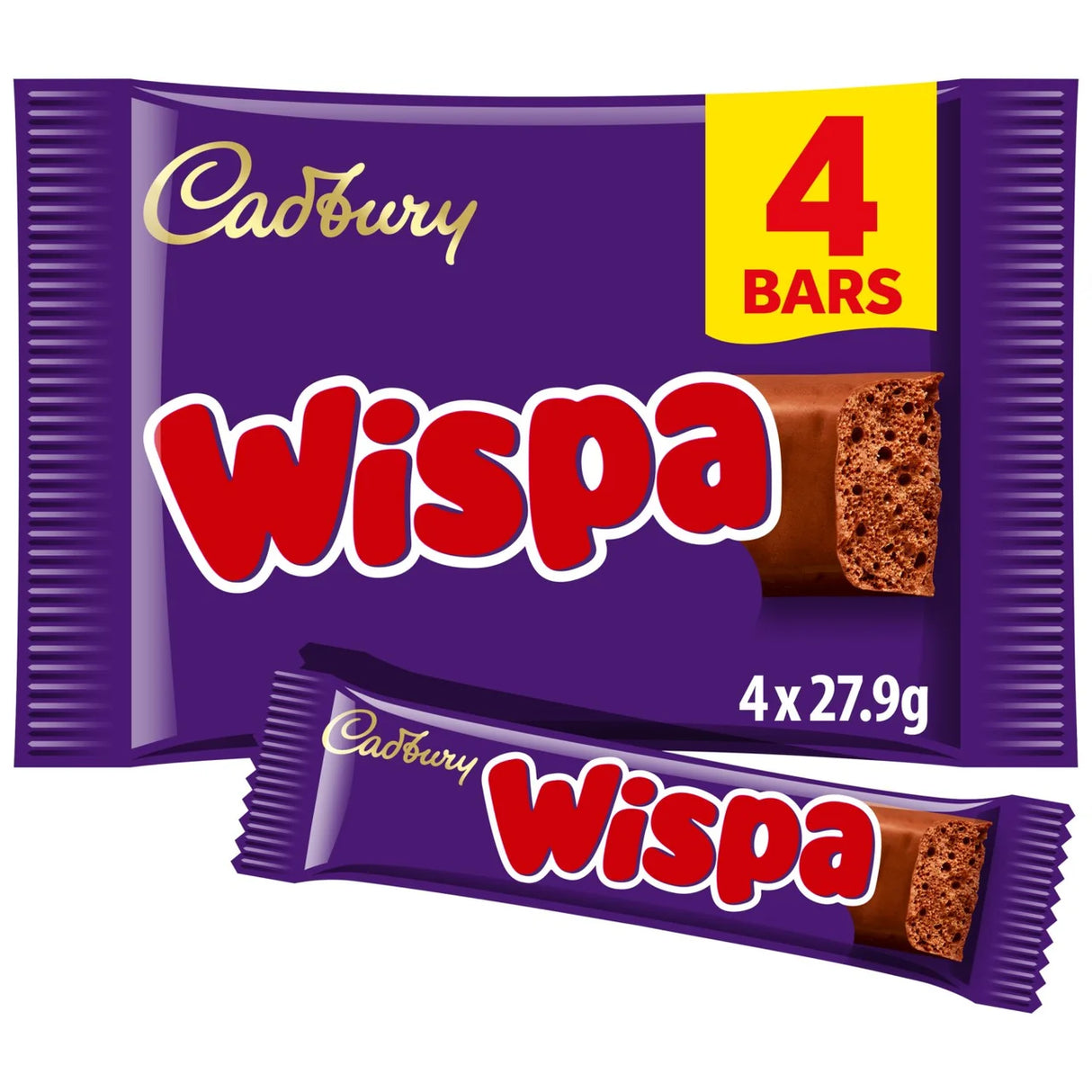 Cadbury Wispa Chocolate Bar 4 Pack Multipack 111.6g