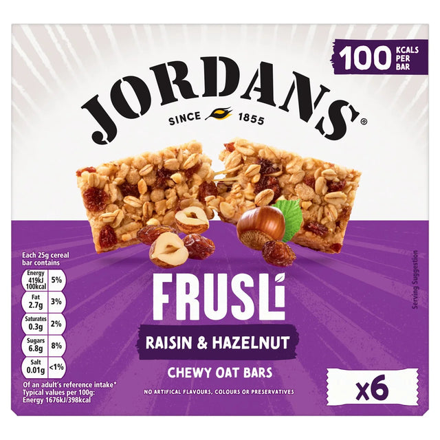 Jordans Frusli Raisins & Hazelnuts Chewy Cereal Bars 6 x 25g