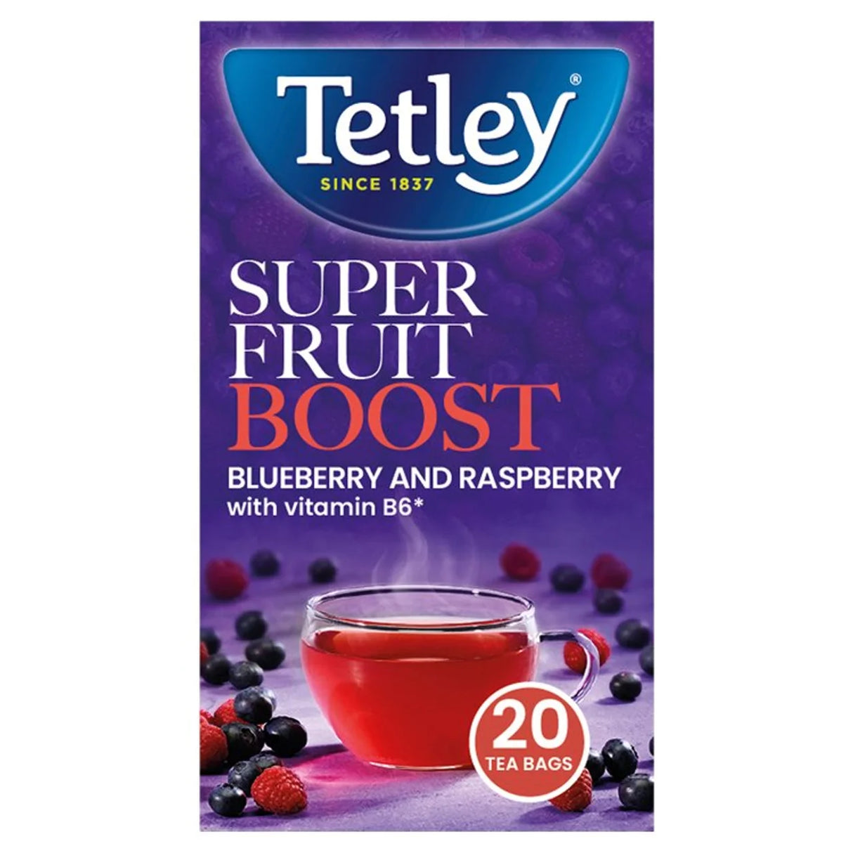 Tetley Super Fruit Vitamin B Blueberry and Raspeberry Tea 20's 40g