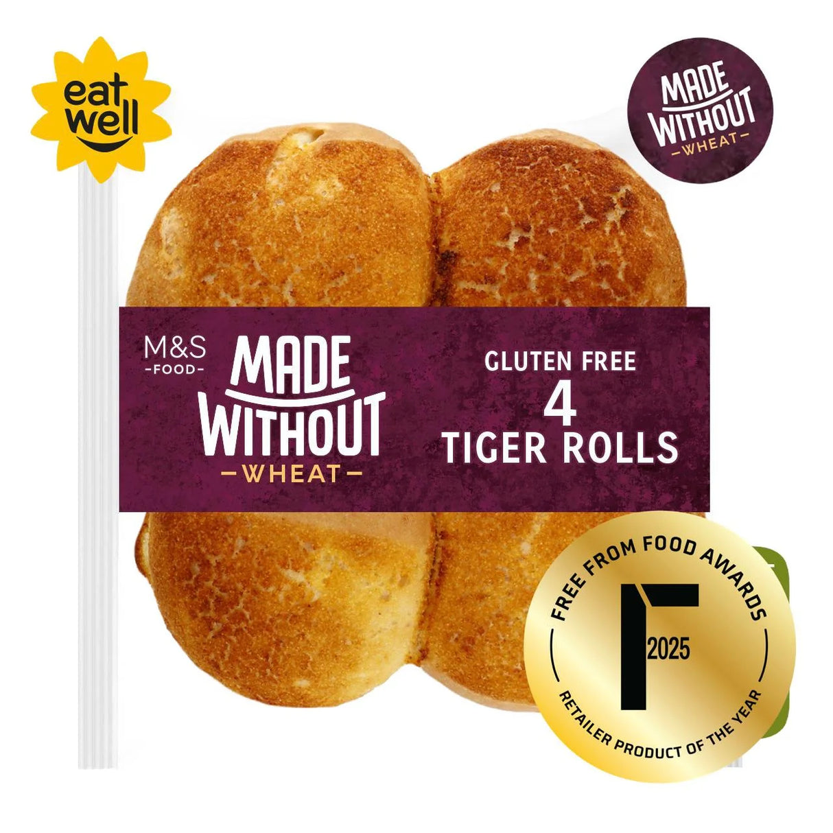 M&S Made Without Tiger Rolls 4PK