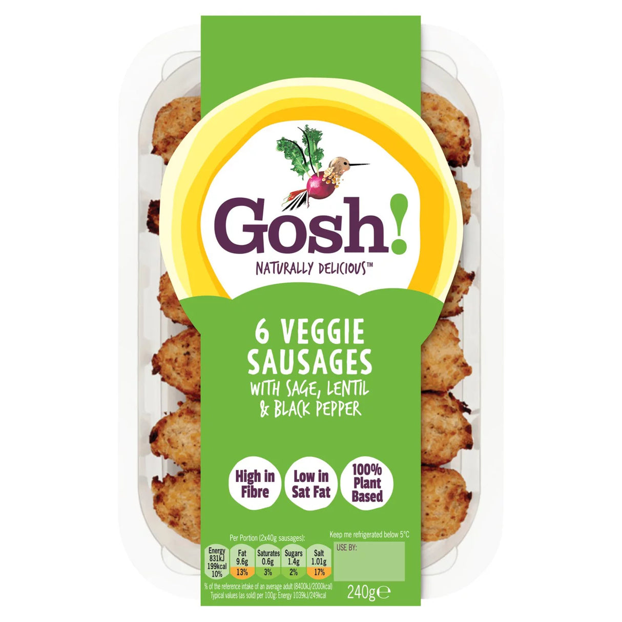 Gosh! Veggie Sausage Sage & Black Pepper 240g