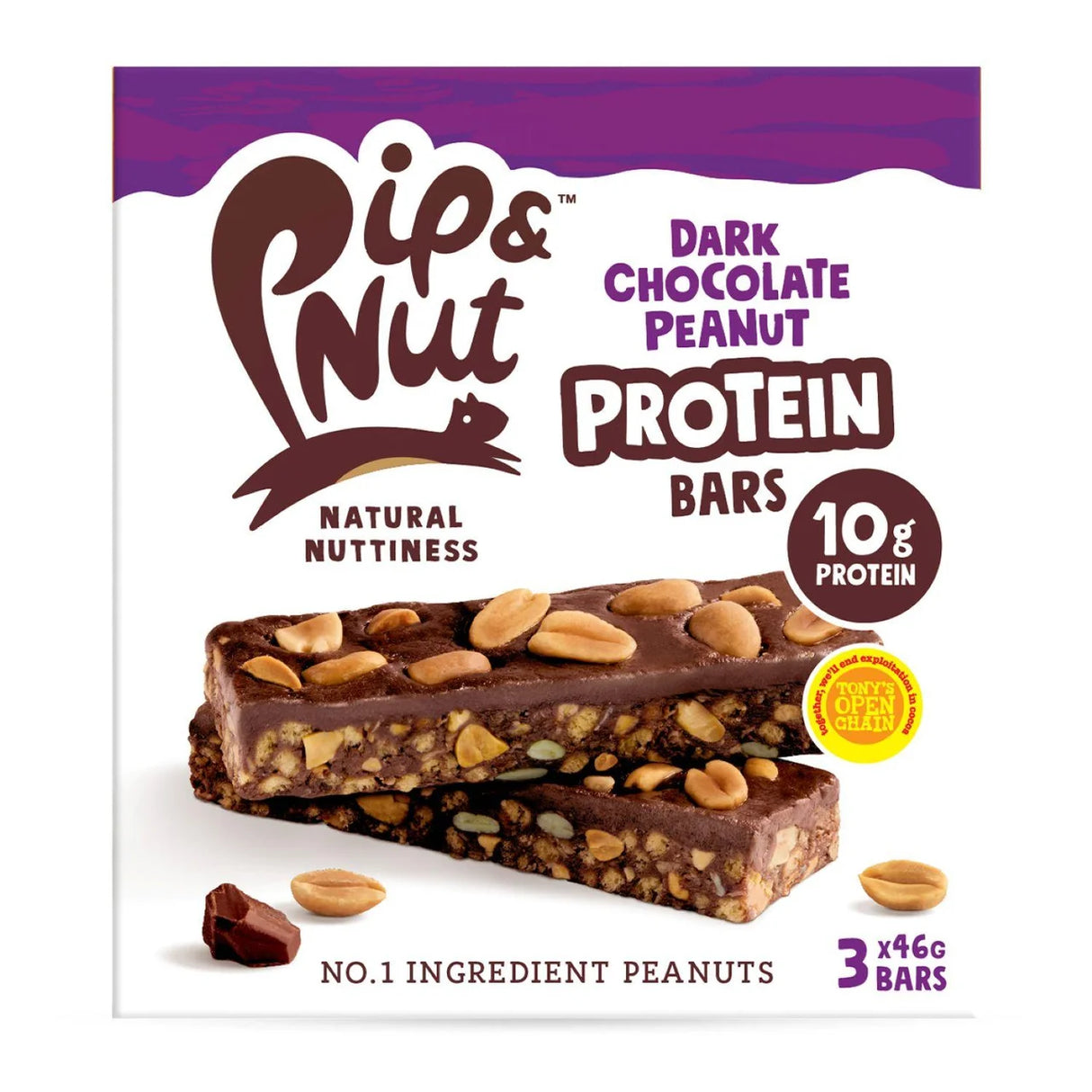 Pip & Nut Protein Dark Chocolate Peanut Bars 3x46g
