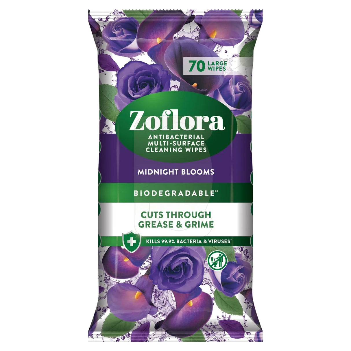 Zoflora Antibacterial Large Cleaning Wipes Midnight Blooms 70pk