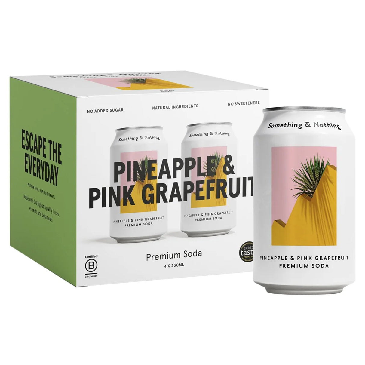 Something & Nothing Pineapple & Pink Grapefruit Premium Soda 4 x 330ml