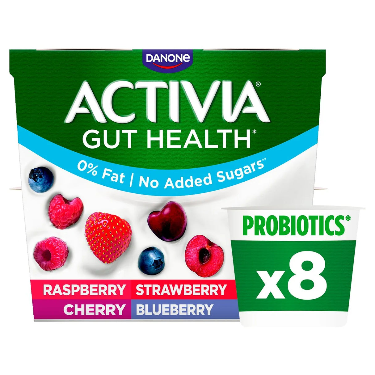 Activia Strawberry Red Fruit 0% Yogurt 8 x 115g