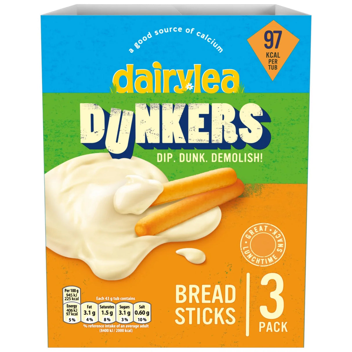 Dairylea Dunkers Breadsticks Cheese Snack 3x43g