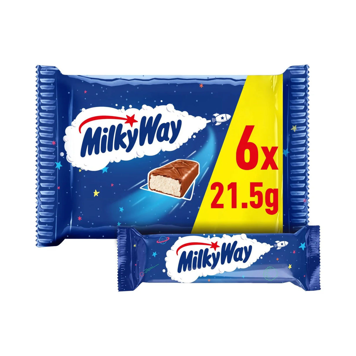 Milky Way Nougat & Milk Chocolate Snack Bars Multipack 6 x 21.5g