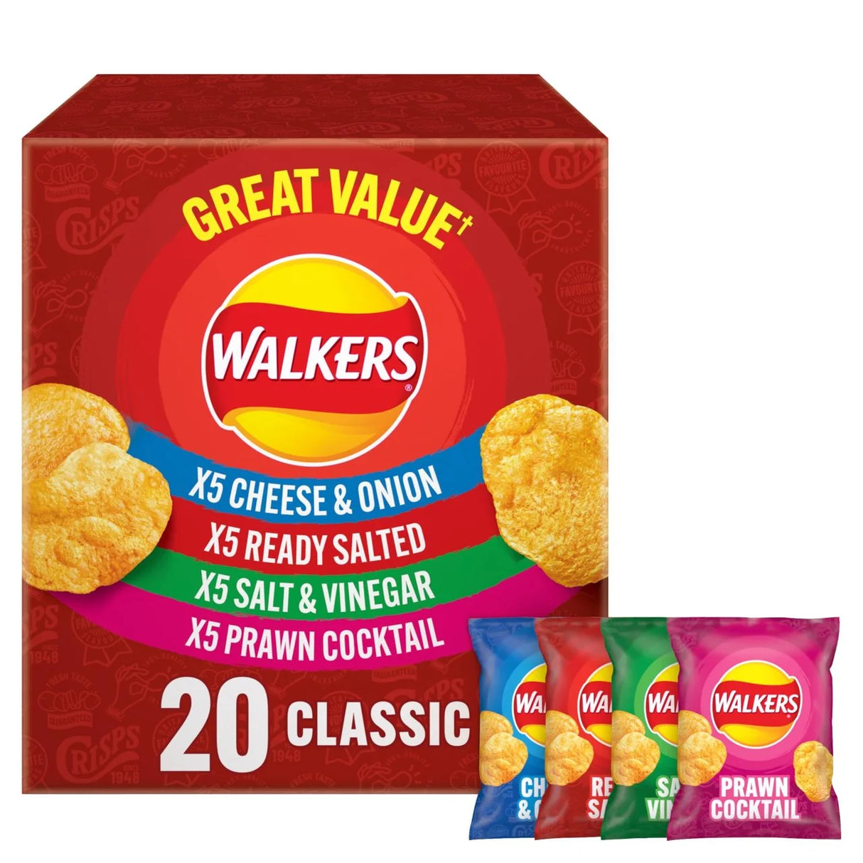 Walkers Meaty Variety Multipack Crisps Box 20 x 25g