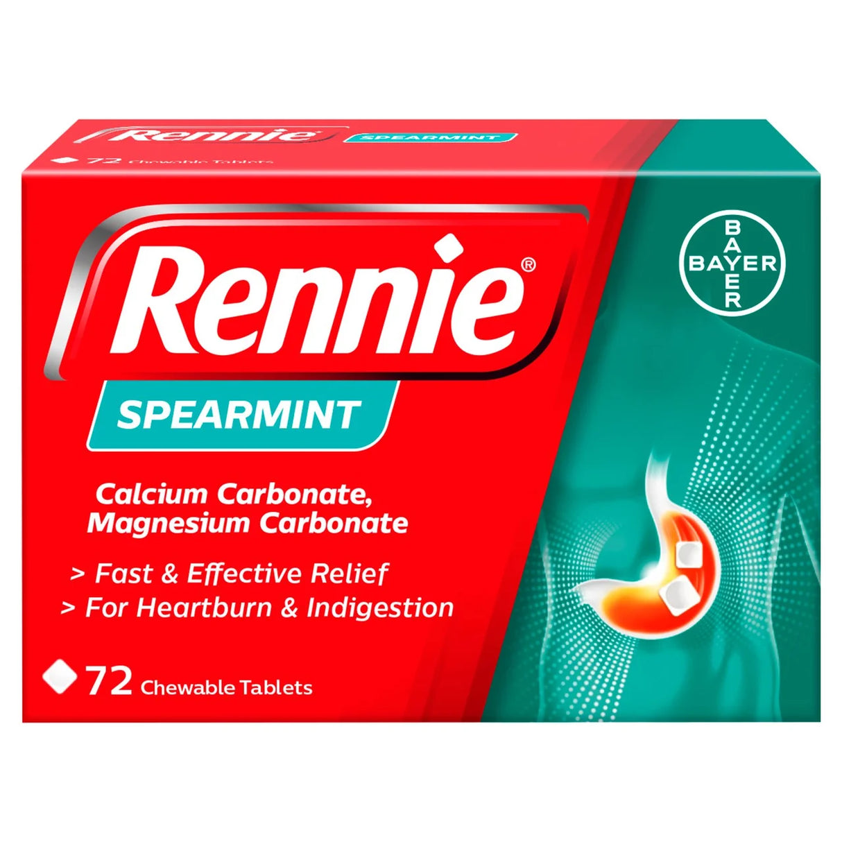 Rennie Spearmint Heartburn & Indigestion Relief Tablets x72
