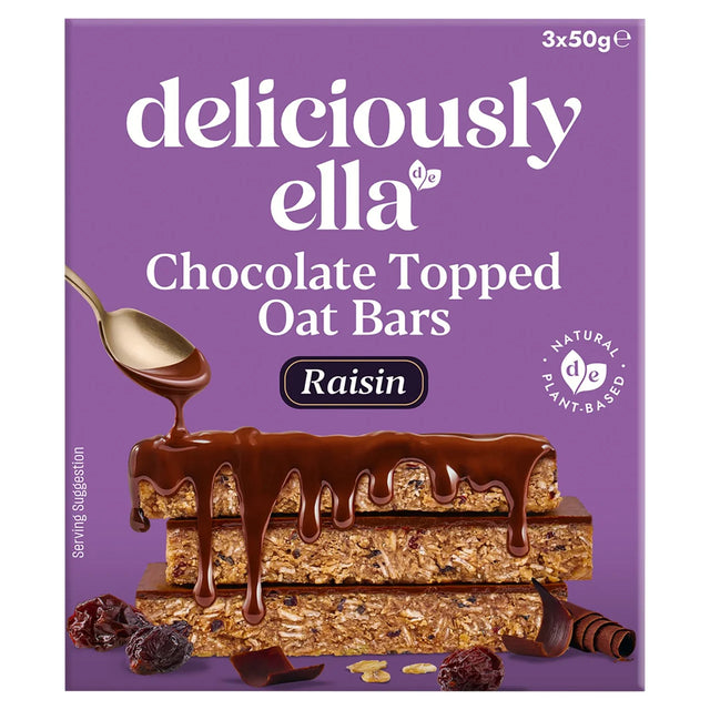 Deliciously Ella Raisin Chocolate Topped Oat Bar Multipack 3 x 50g