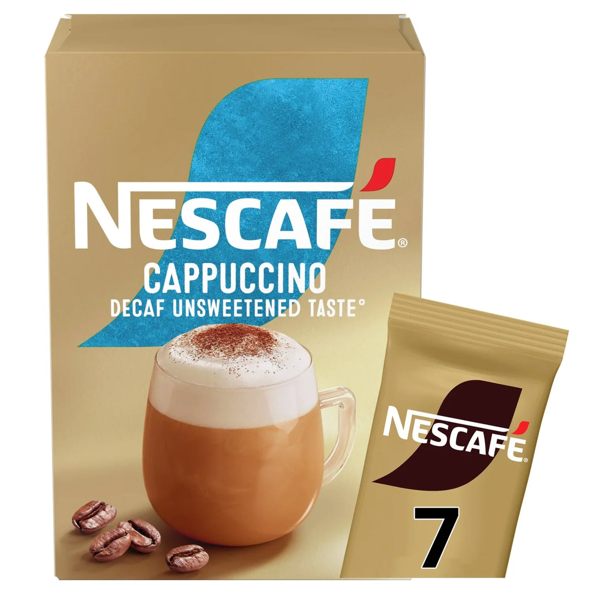 Nescafe Cappuccino Decaf Unsweet Instant Coffee 7 Sachets