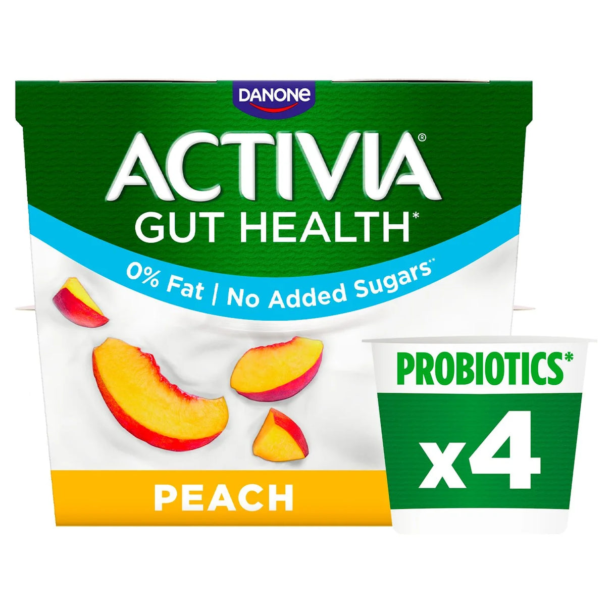 Activia Peach 0% Fat Yogurt 4 x 115g