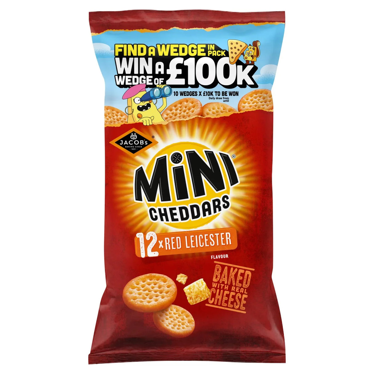 Jacob's Mini Cheddars Red Leicester Multipack Snacks 12 Pack 12 x 23g