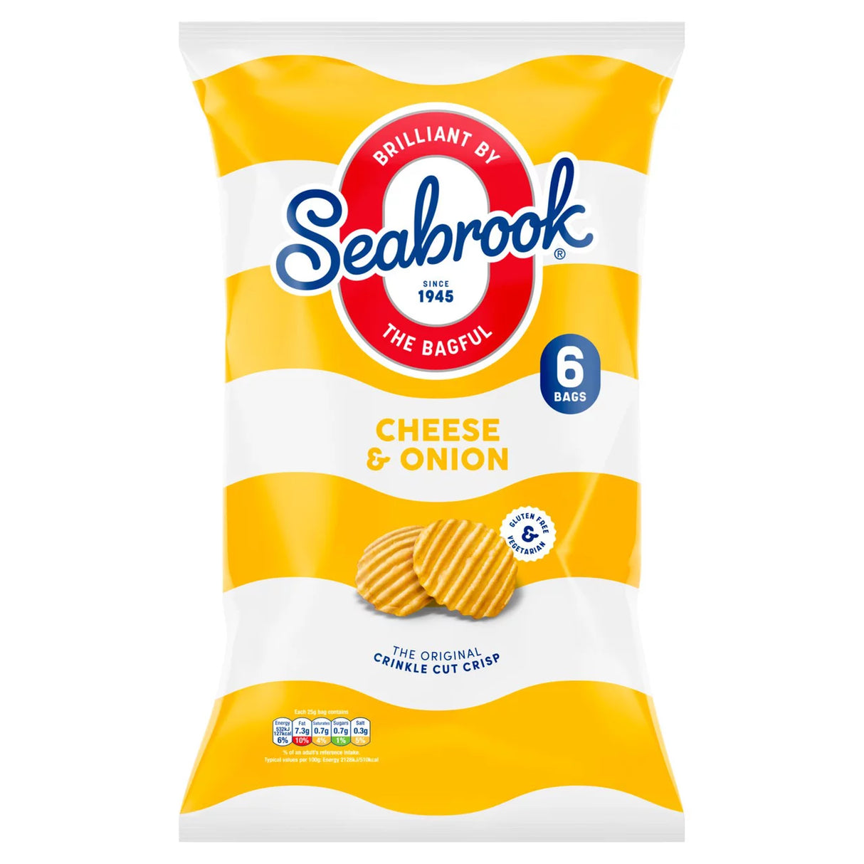 Seabrook Cheese & Onion Crisps 6 Pack 150g