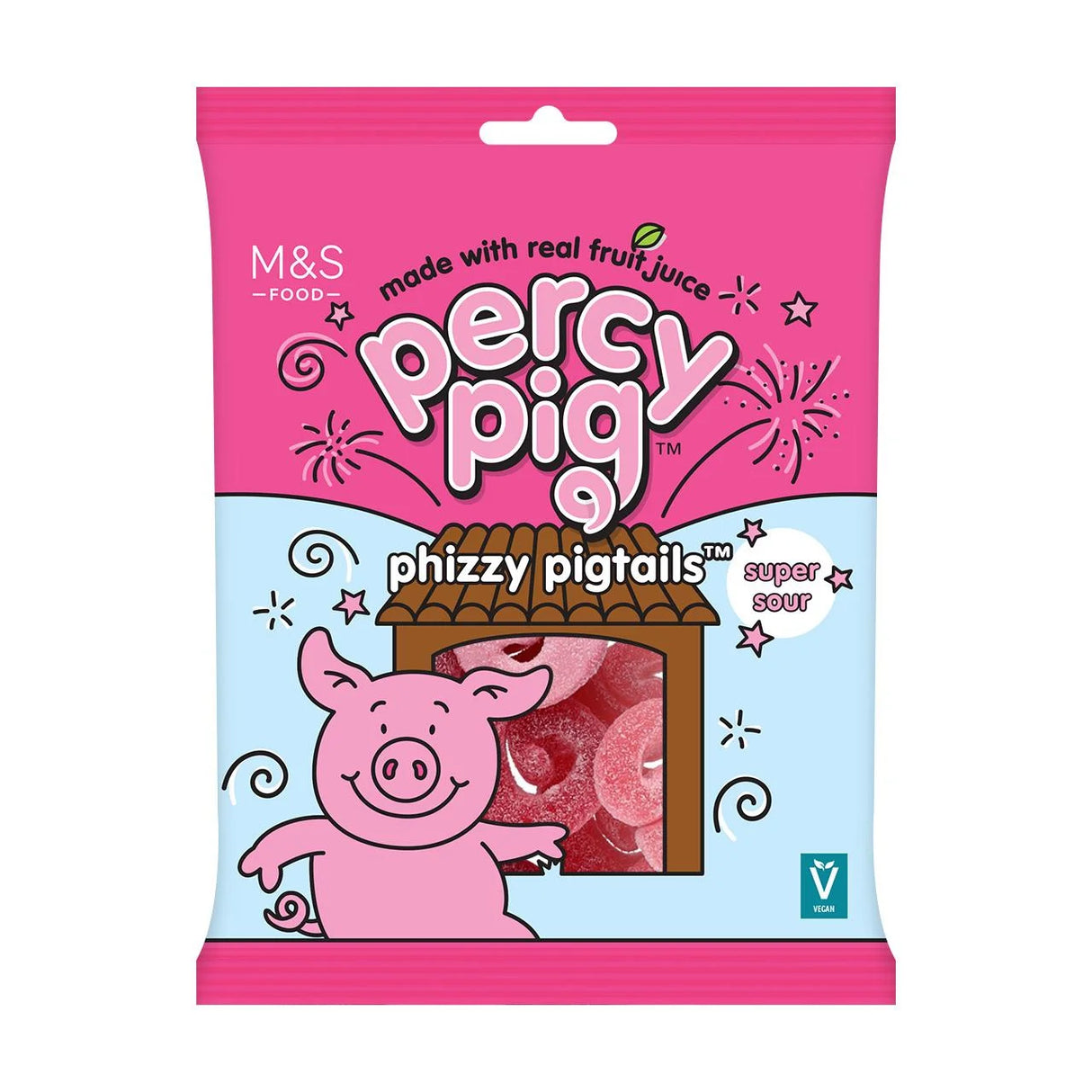 M&S Percy Pig Phizzy Pigtails 170g