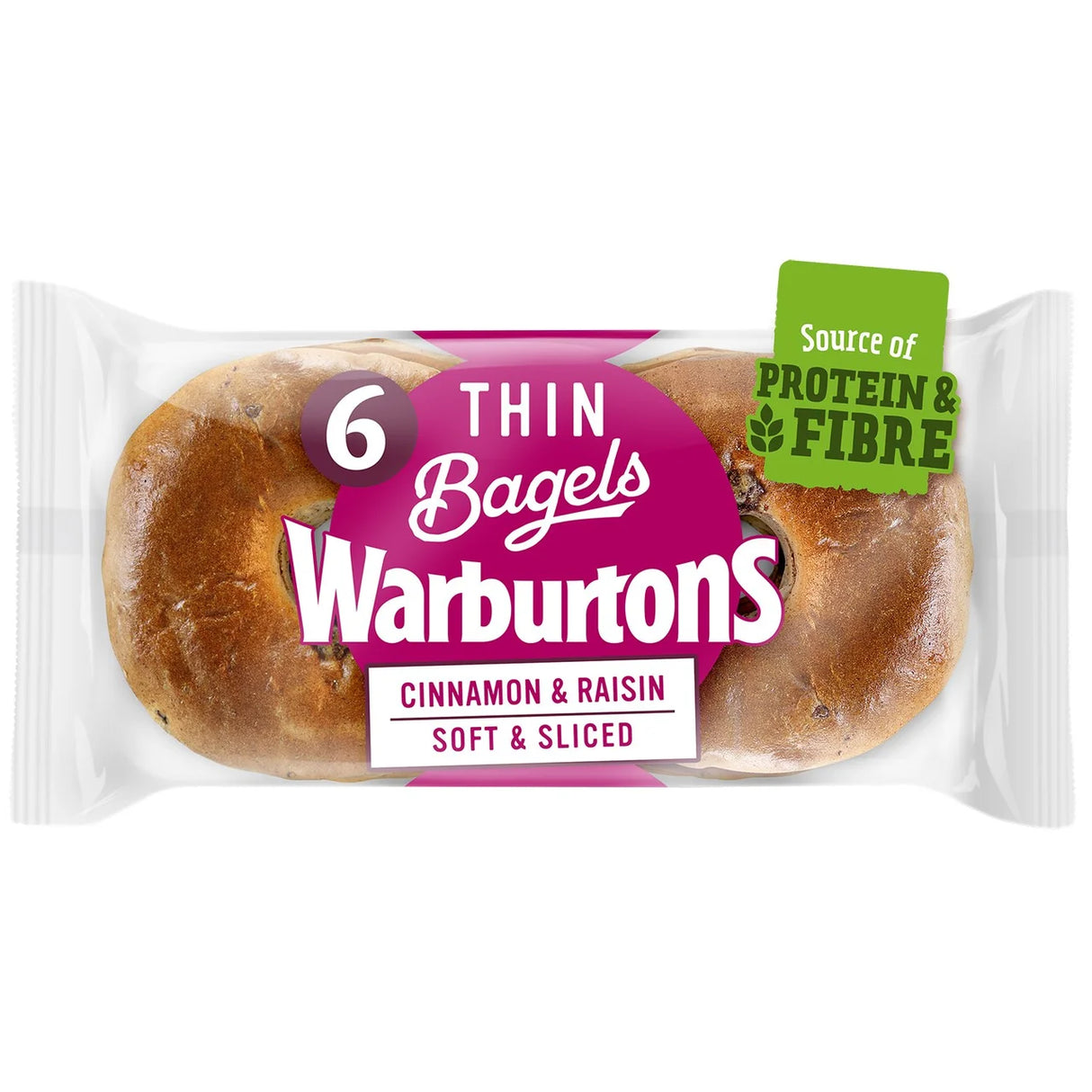 Warburtons Cinnamon & Raisin Thin Bagels 6PK