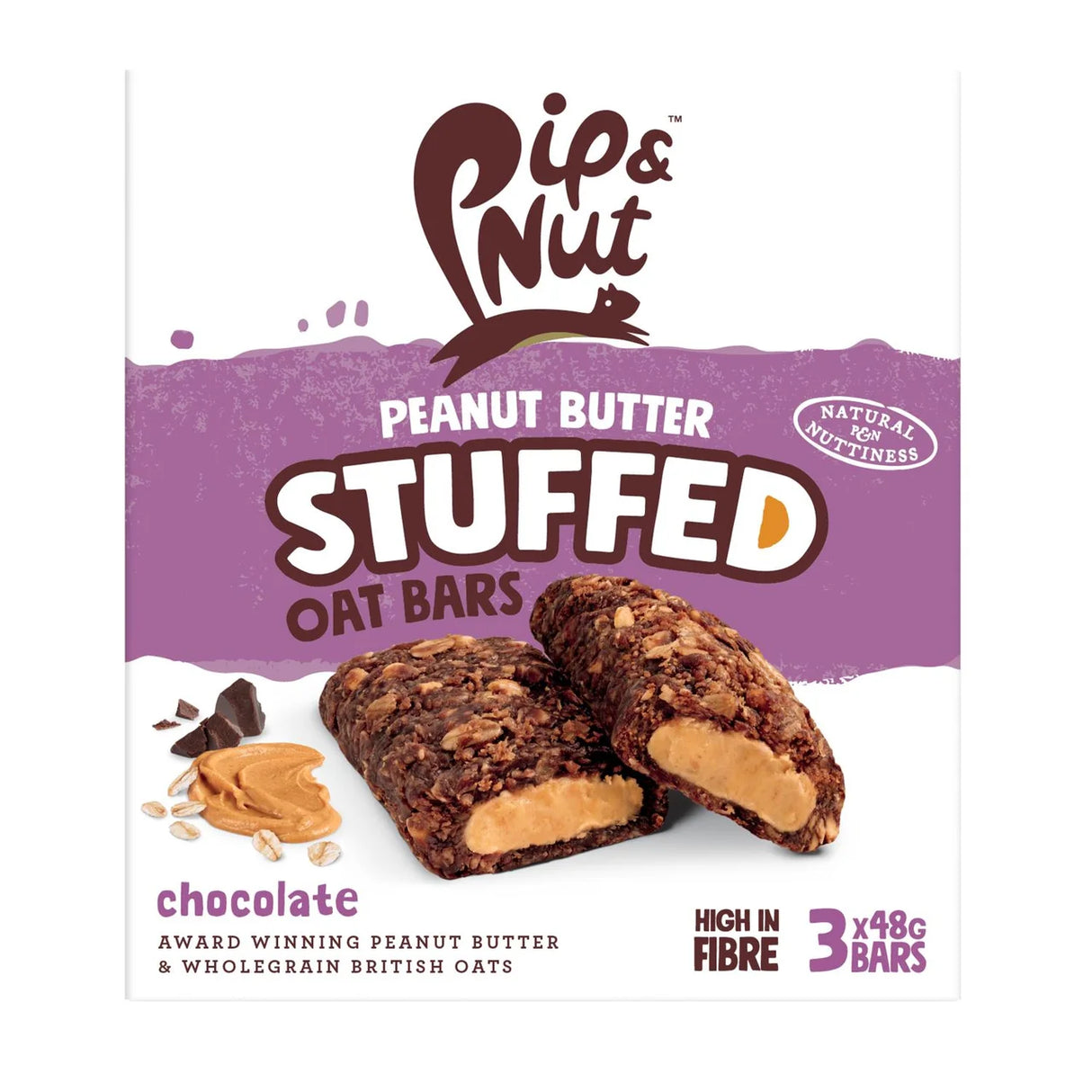 Pip & Nut Peanut Butter Stuffed Oat Bar Chocolate 3x48g