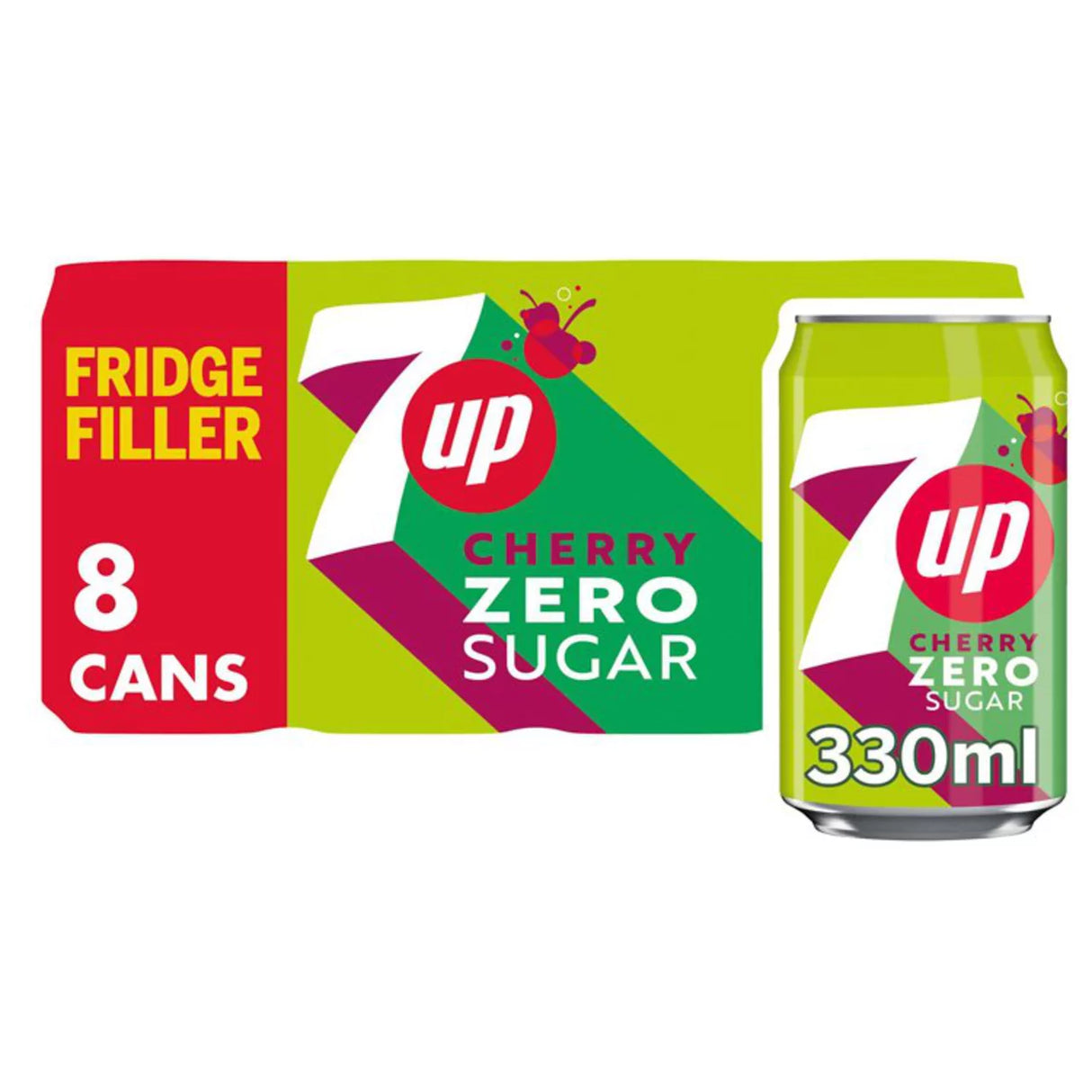 7UP Zero Sugar Cherry Cans 8 x 330ml