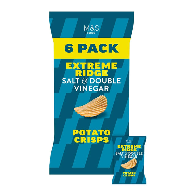 M&S Salt & Double Vinegar Extreme Ridge Cut Crisps Multipack 6 x 25g