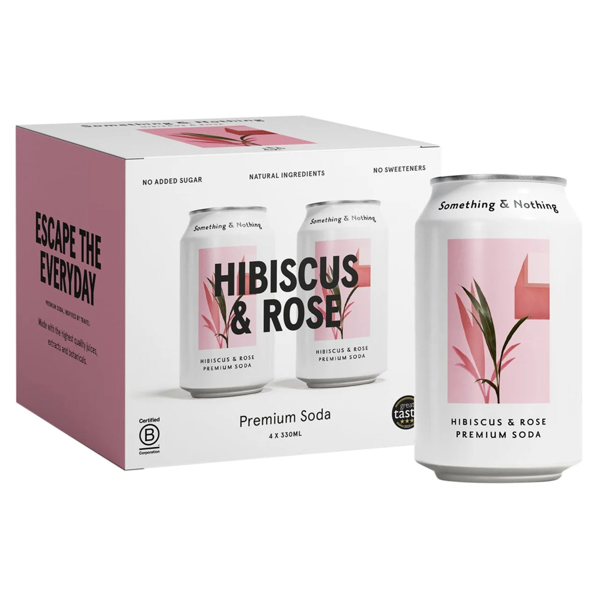 Something & Nothing Hibiscus & Rose Premium Soda 4 x 330ml