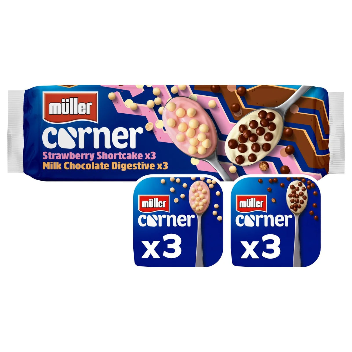 Muller Corner Chocolate Digestive and Strawberry Shortcake Yogurts 124g