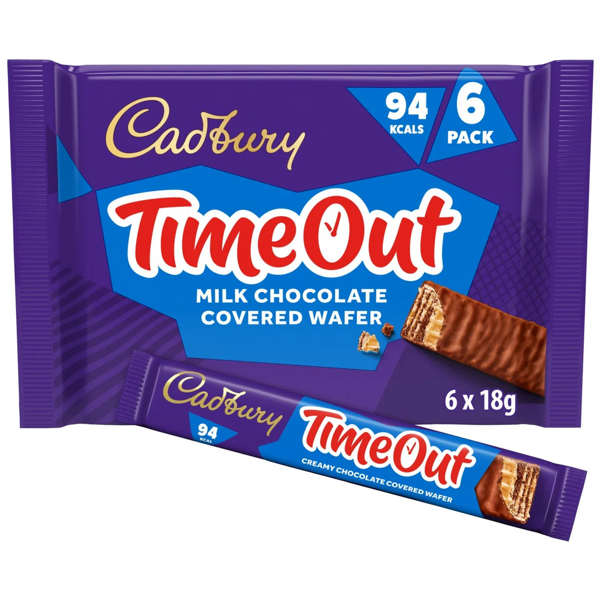 Cadbury Timeout Wafer Chocolate Biscuit Bars 6 Pack 108g