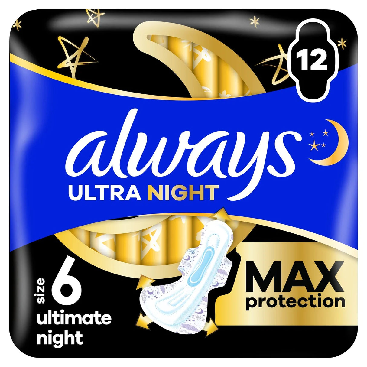 Always Sanitary Towels Ultimate Night With Wings - Size 6