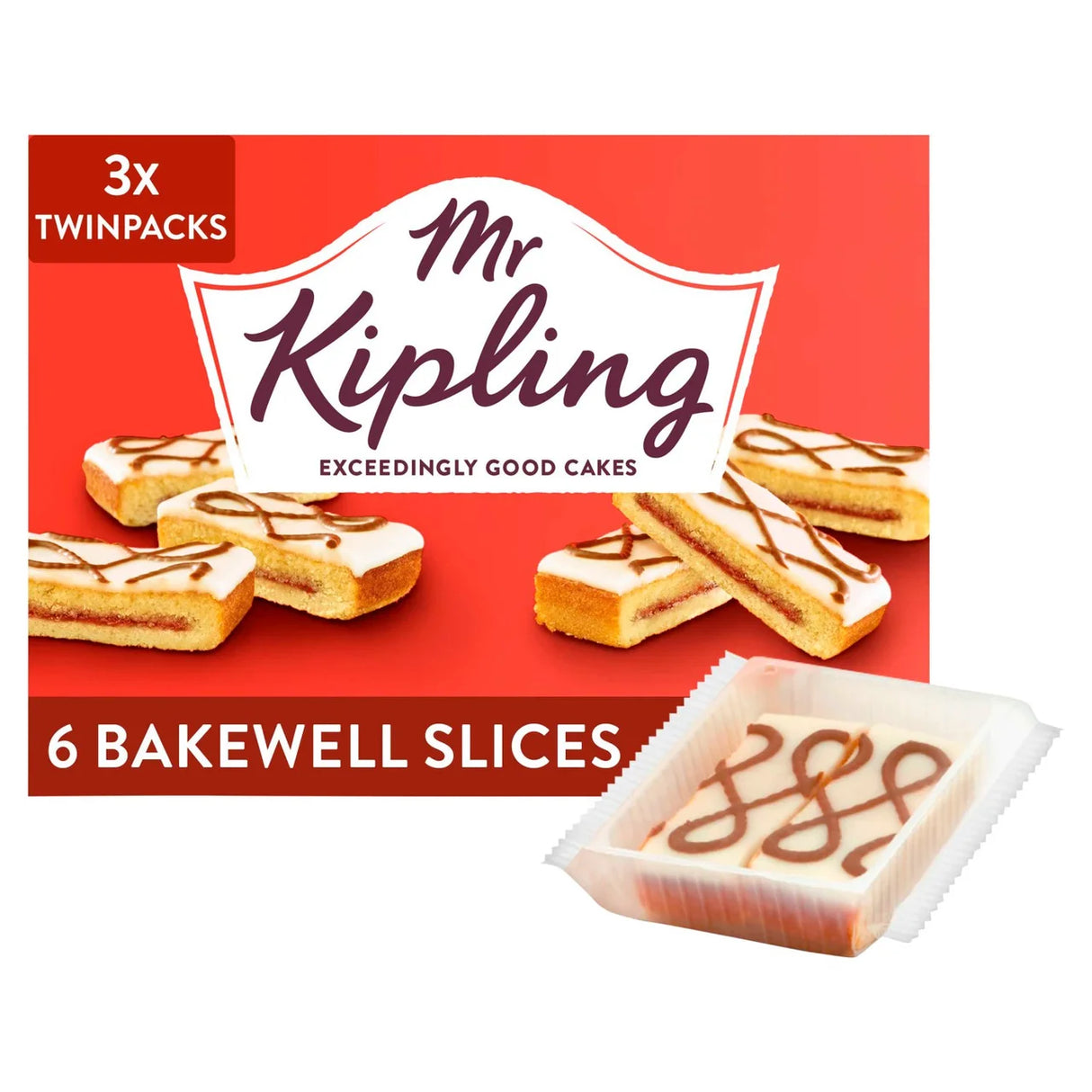 Mr Kipling Bakewell Slices Cakes Multipack Snack 3x2pk 6 per pack