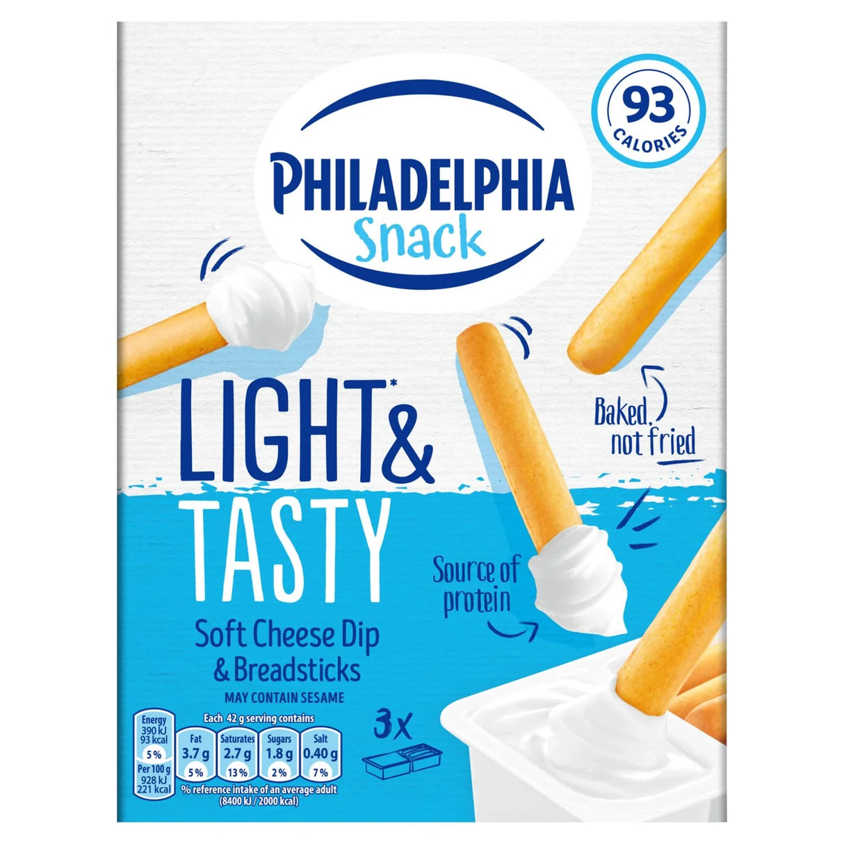 Philadelphia Light Low Fat Soft Cream Cheese Snacks 3 Pack 126g