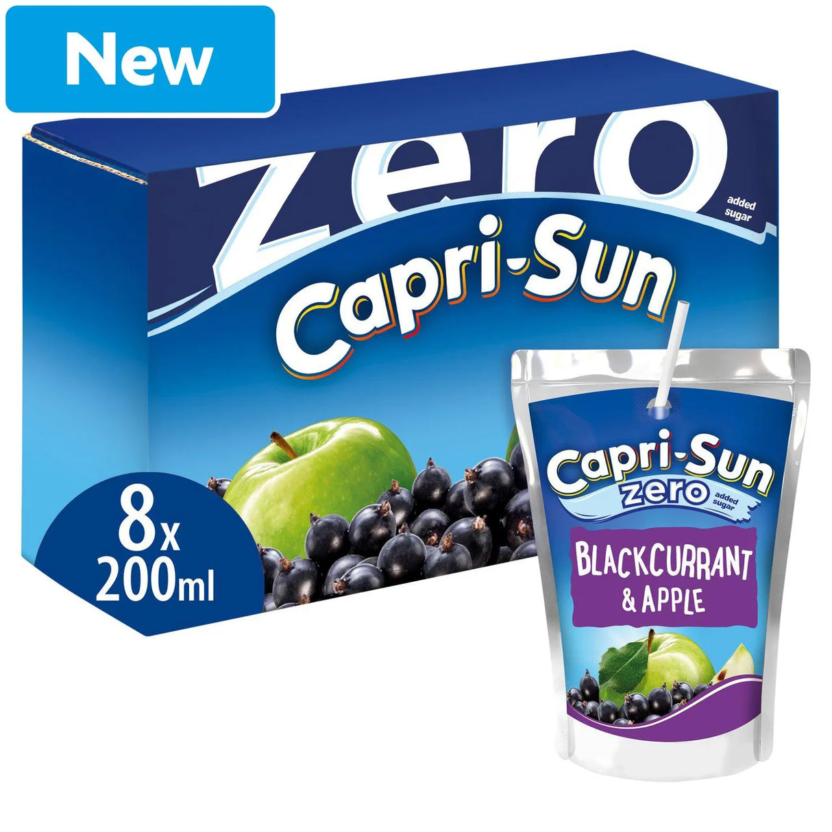 Capri-Sun Zero Apple and Blackcurrant 8 x 200ml Kids' Juice Drink 8 x 200ml
