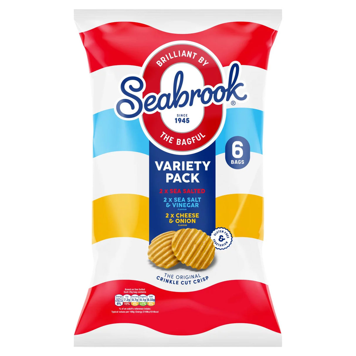 Seabrook Variety Crisps 6 Pack 150g