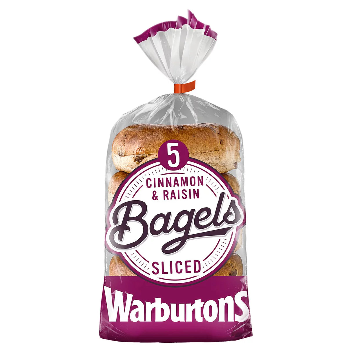 Warburtons Cinnamon & Raisin Bagels - 5 Pack