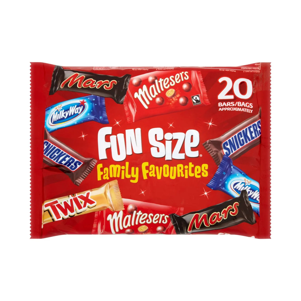 Mars Snickers Twix Maltesers & Milky Way Funsize Milk Chocolate Bars 350g