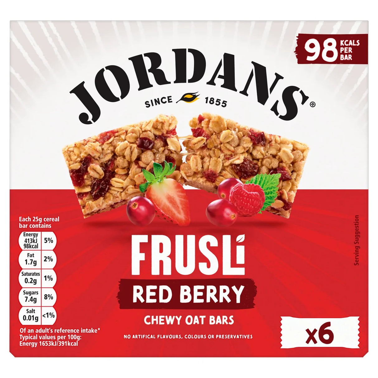 Jordans Frusli Juicy Red Berry Chewy Cereal Bars 6 x 25g