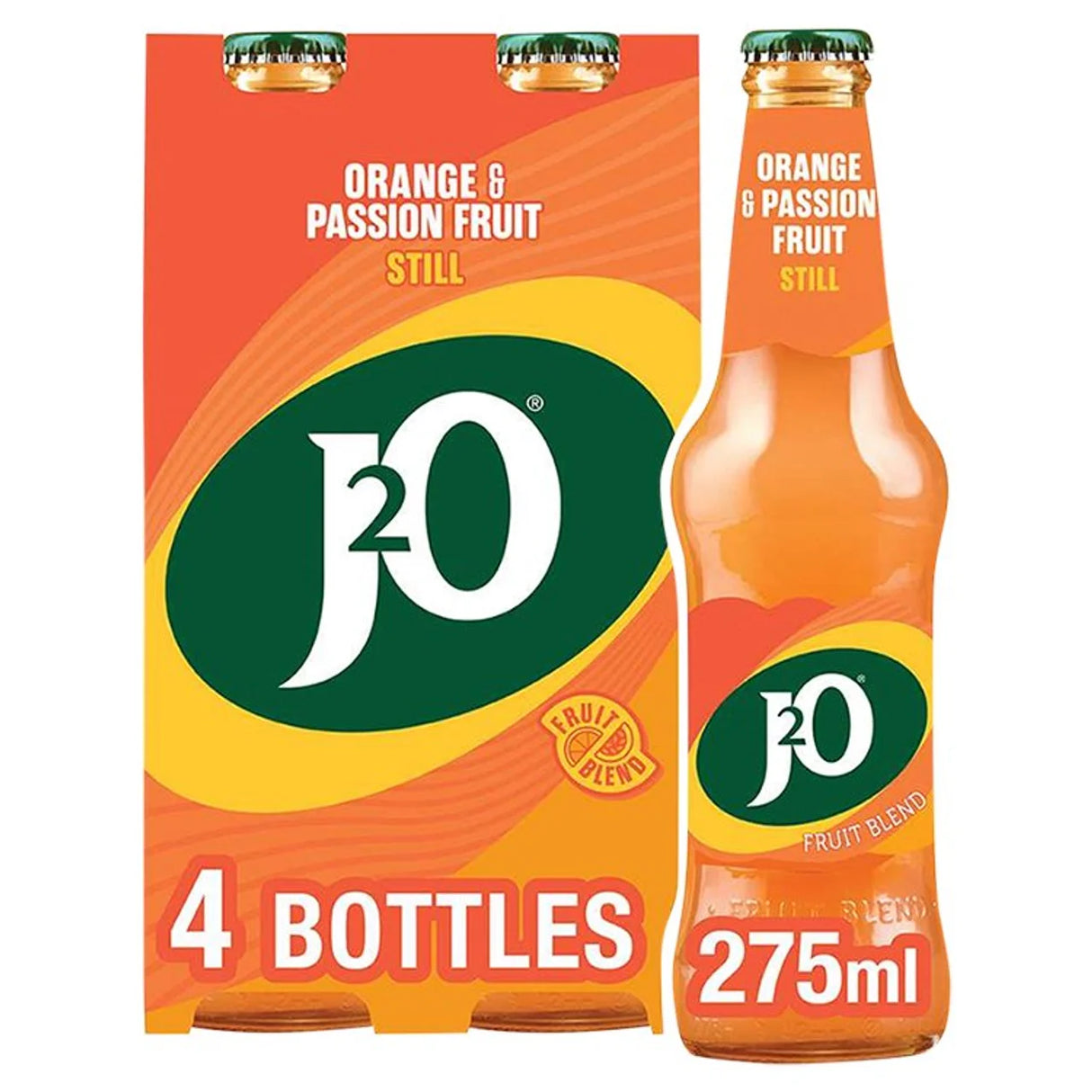 J2O Orange & Passion Fruit 4 Bottles 4 x 275ml