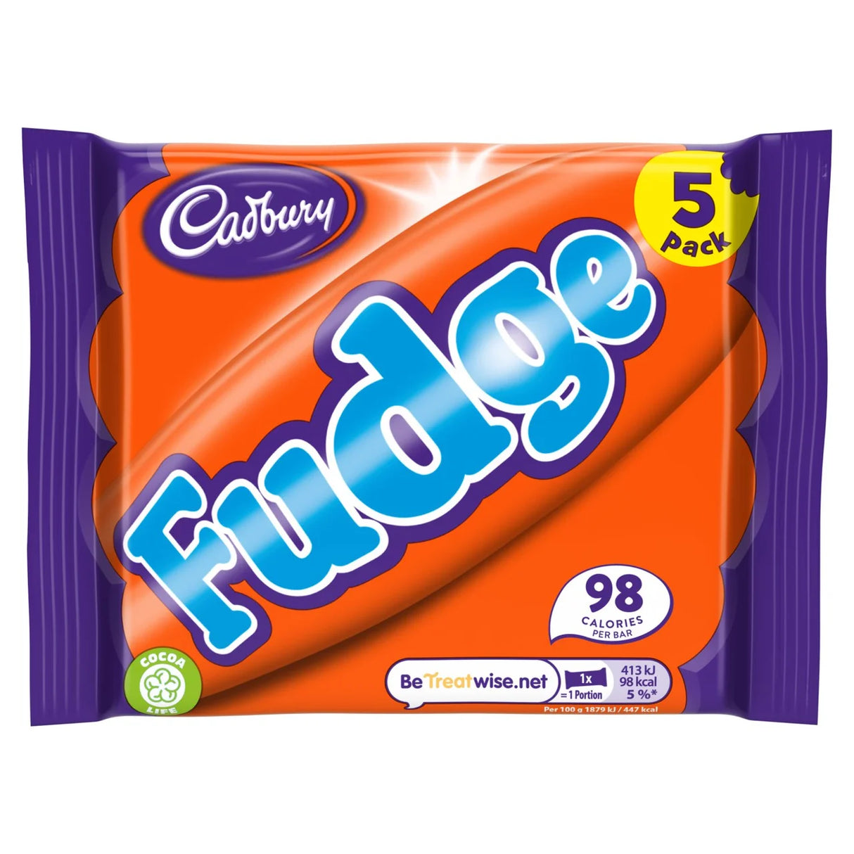Cadbury Fudge Chocolate Bar 5 Pack Multipack 110g