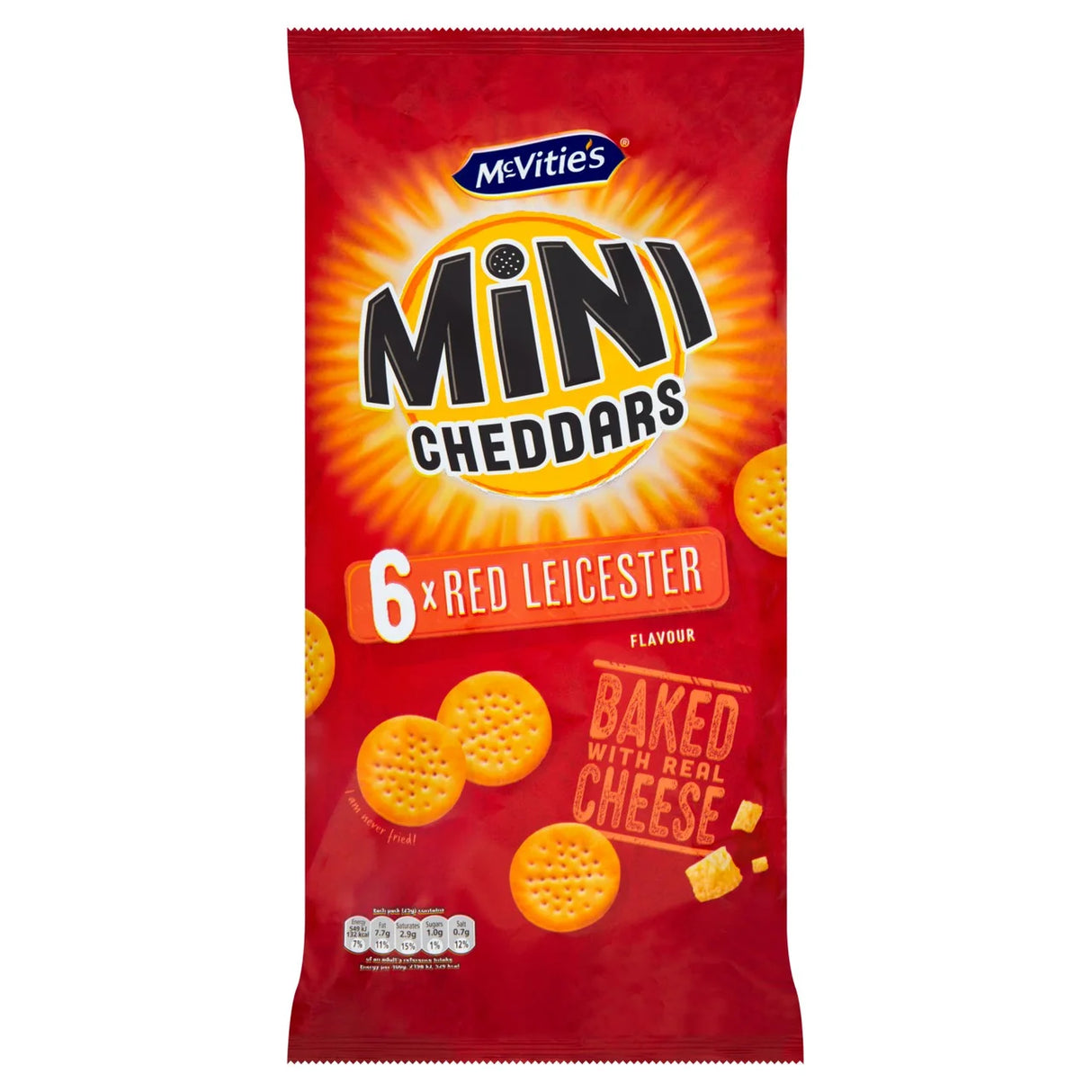 Jacob's Mini Cheddars Red Leicester Multipack Snacks 6 Pack Multipack 6 x 23g