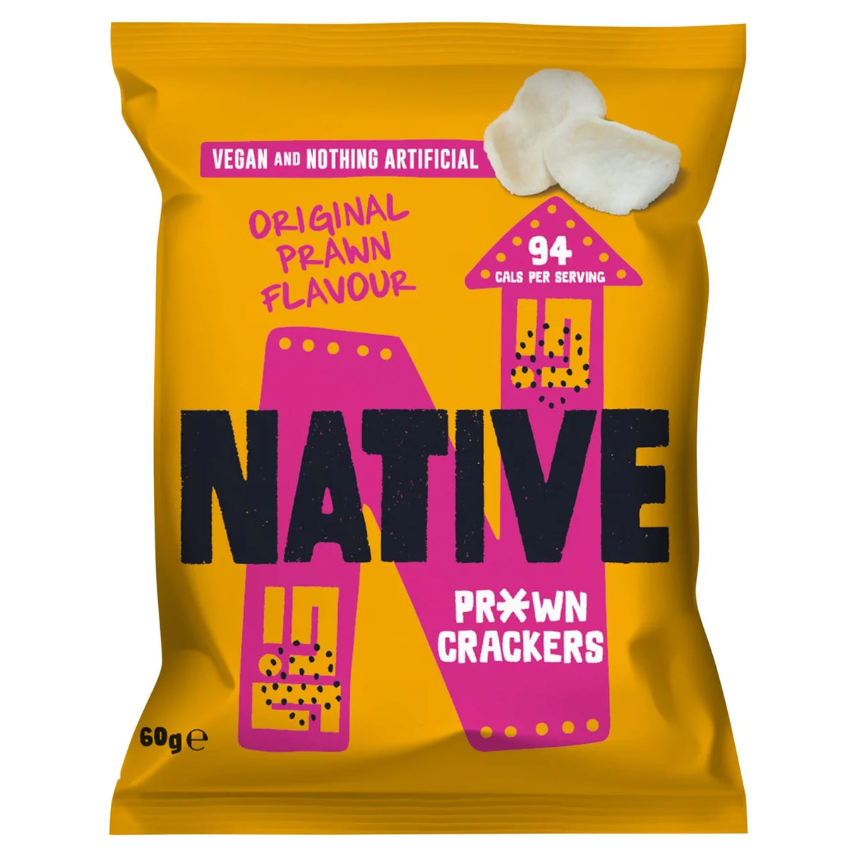 Native Snacks Vegan Prawn Crackers Original Prawn Flavour 60g