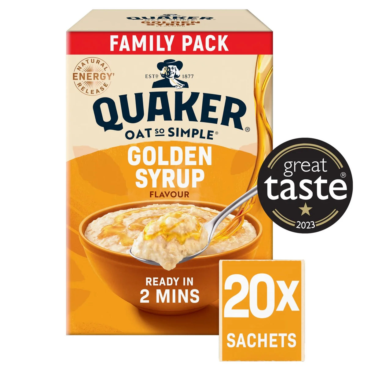 Quaker Oat So Simple Golden Syrup Big Pack Porridge Sachets 720g