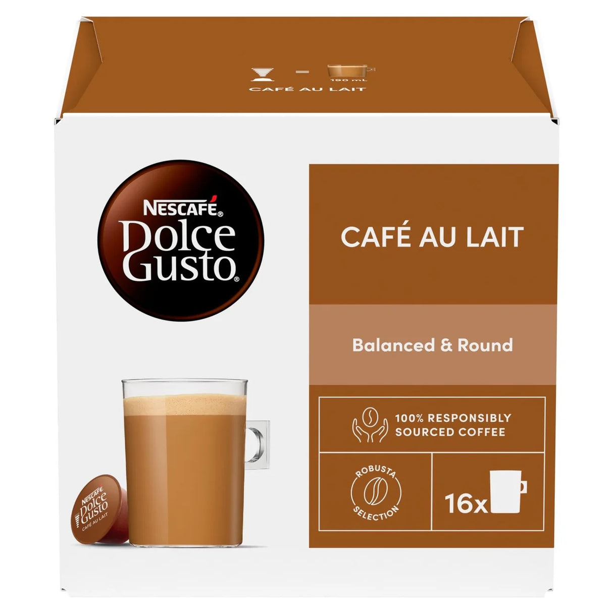 Nescafe Dolce Gusto Cafe Au Lait Coffee Pods x 16 160g