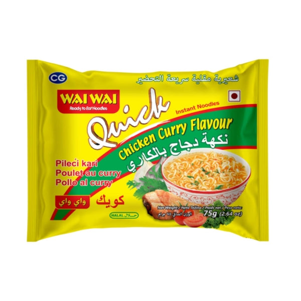 Wai Wai Quick Instant Noodles Chicken Curry Flavour 75g