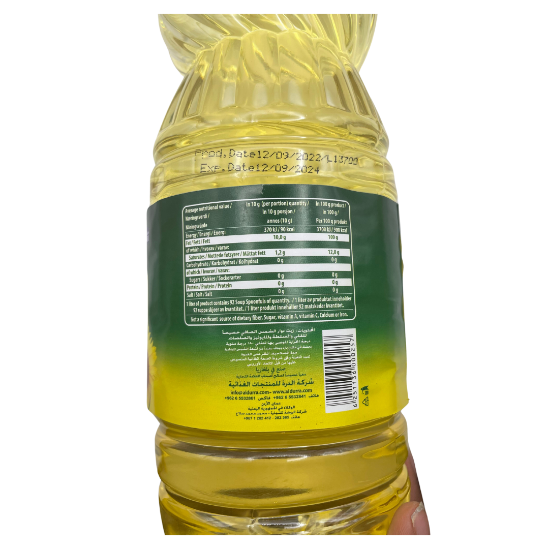 Durra Sunflower Oil 1l - Nutritional Information