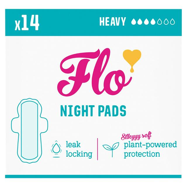 Flo Bamboo Super Absorbent Soft Thin Night Period Pads with Wings x14