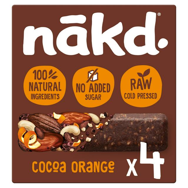 Nakd Cocoa Orange 4 Raw Fruit & Nut Bars 4 x 35g