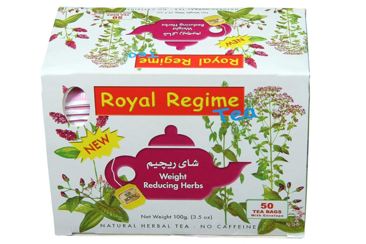 Royal Regime weight reducing herbs tea box on a white background