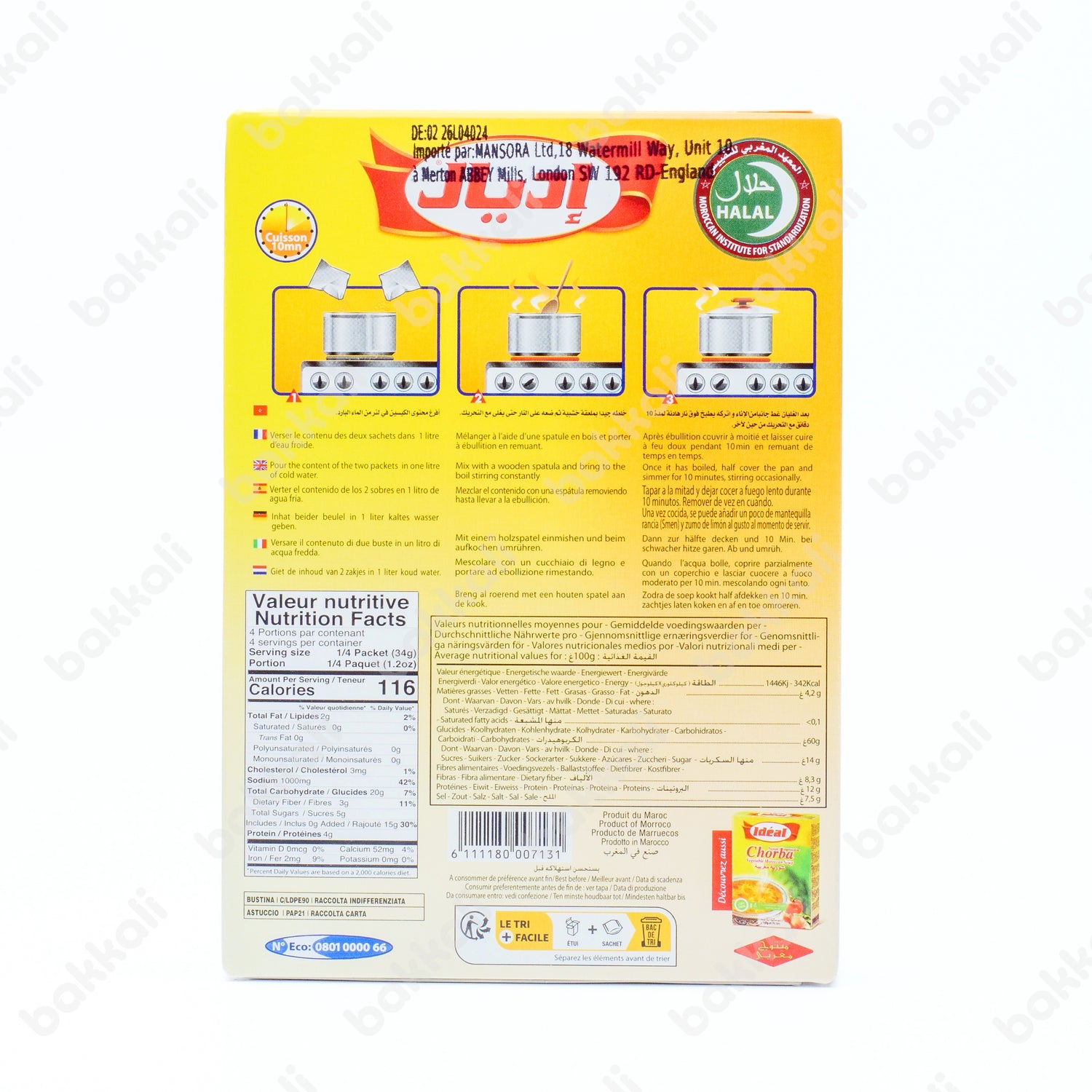 Ideal Moroccan Vegetable Harira Soup 135g - Back