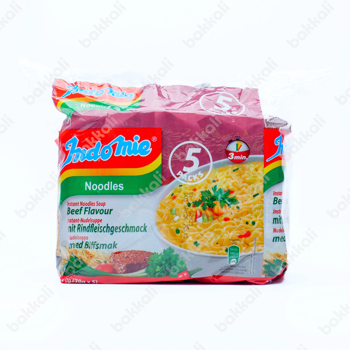 Indomie Noodles Beef Flavour 5 Pack (70g x 5) - Front