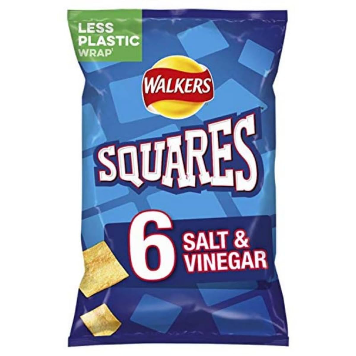 Walkers Squares Salt & Vinegar Multipack Snacks Crisps 6 x 22g